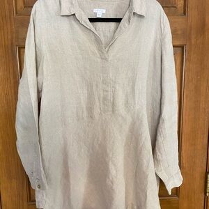 Beige Linen Tunic Top